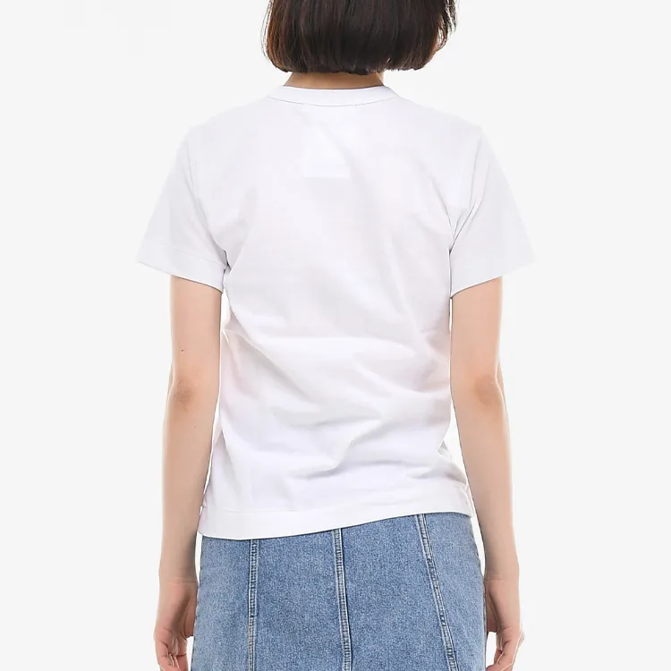 Comme Des Garcons Play Women's Black Heart Blue Eyes T shirt White-3