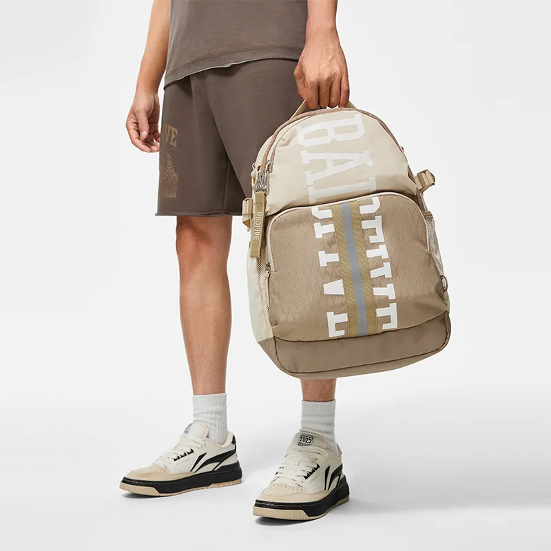 LiNing Badfive Polyester Backpack Regular Unisex Dusty Khaki/Light Wheat Brown-8