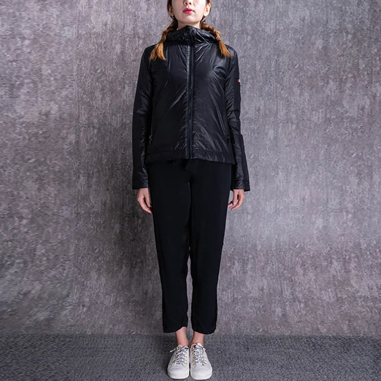 MOSCHINO Solid Color Hooded Puffer Jacket Women's Black-1