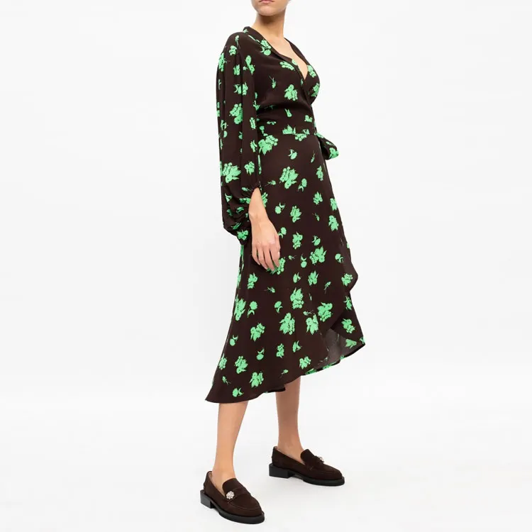 GANNI Printed Crepe Mini Dress 'Phantom'-8