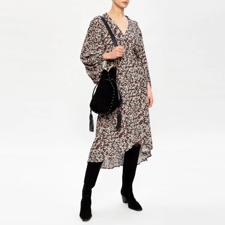 GANNI Printed Crepe Mini Dress 'Phantom'-1