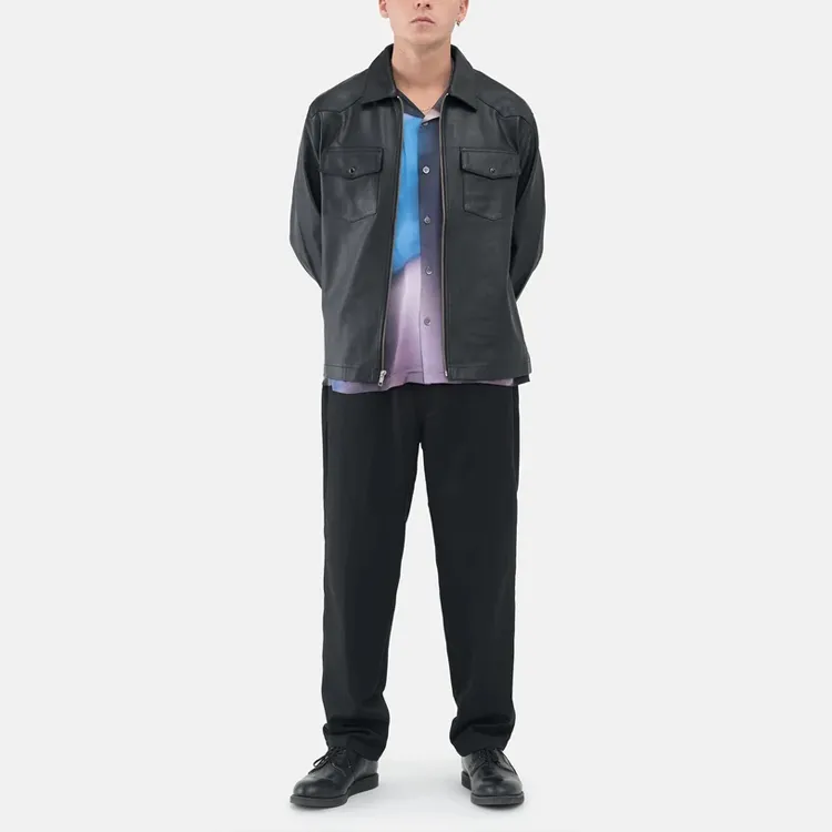 Stussy Leather Jackets Men Black-2