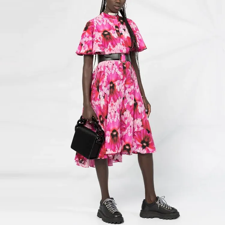 Alexander McQueen Short Sleeved Dresses Women's Fuchsia-1