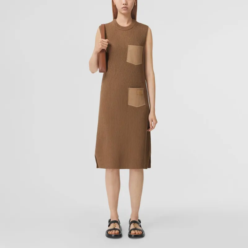 Burberry Sleeveless Dresses Women's Camel-1