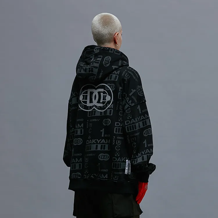 DAKYAM Hooded Loose Fit Sweatshirt Unisex Black-3