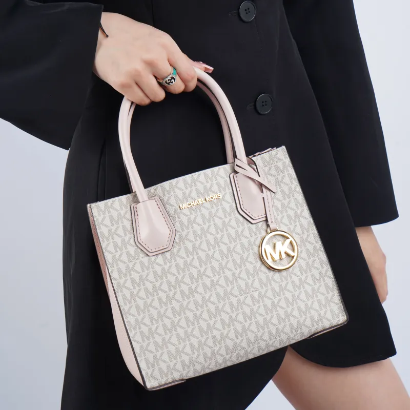 MICHAEL KORS Mercer Cow Leather Trunk Bag Handbag Shoulder Bag Crossbody Bag Medium Size Women's Cherry Blossom Pink-4