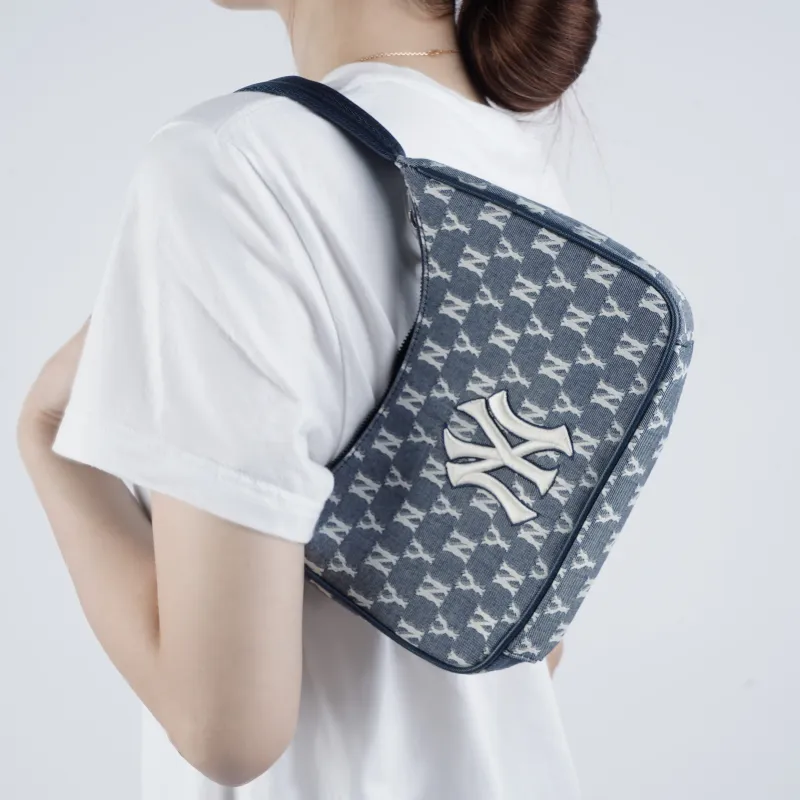 MLB Monogram Collection Polyester Shoulder Bag Mahjong Handbags Regular Unisex Marine Blue-9