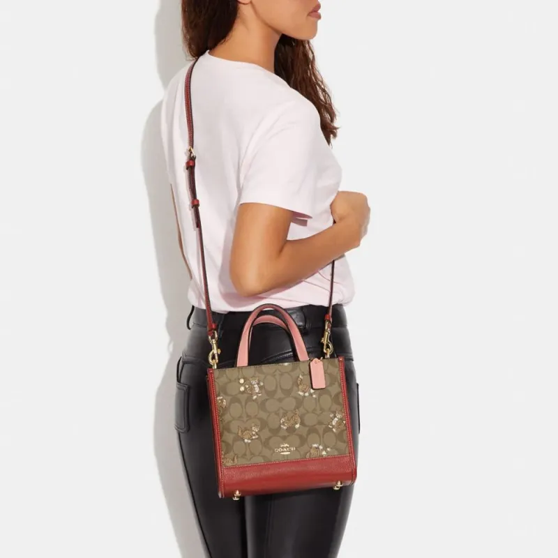 COACH Dempsey Cow Leather Tote Bag, Shopping Bag, Crossbody Bag, Handbag Trumpets Women's Khaki Monogram-4