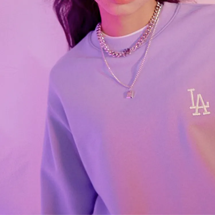 MLB Los Angeles Dodgers Sweatshirt Unisex Light Purple-4