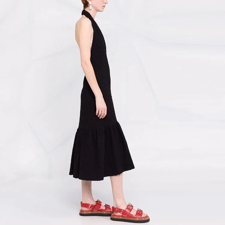MSGM Textured Midi Halterneck Dress-3