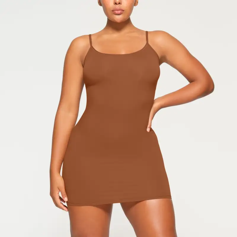 Skims Slip Dresses Women's Dark Red Brown-2