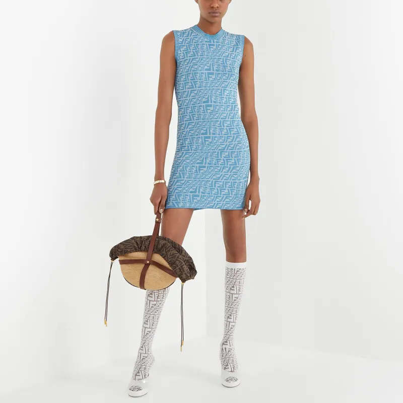 FENDI Sleeveless Dress Women's Light Blue-2