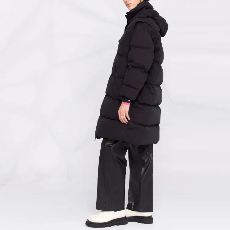 Bottega Veneta Long Fronted Popeline Puffer Jacket Black-3
