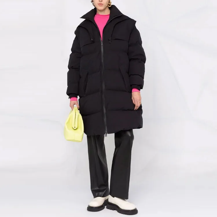 Bottega Veneta Long Fronted Popeline Puffer Jacket Black-1