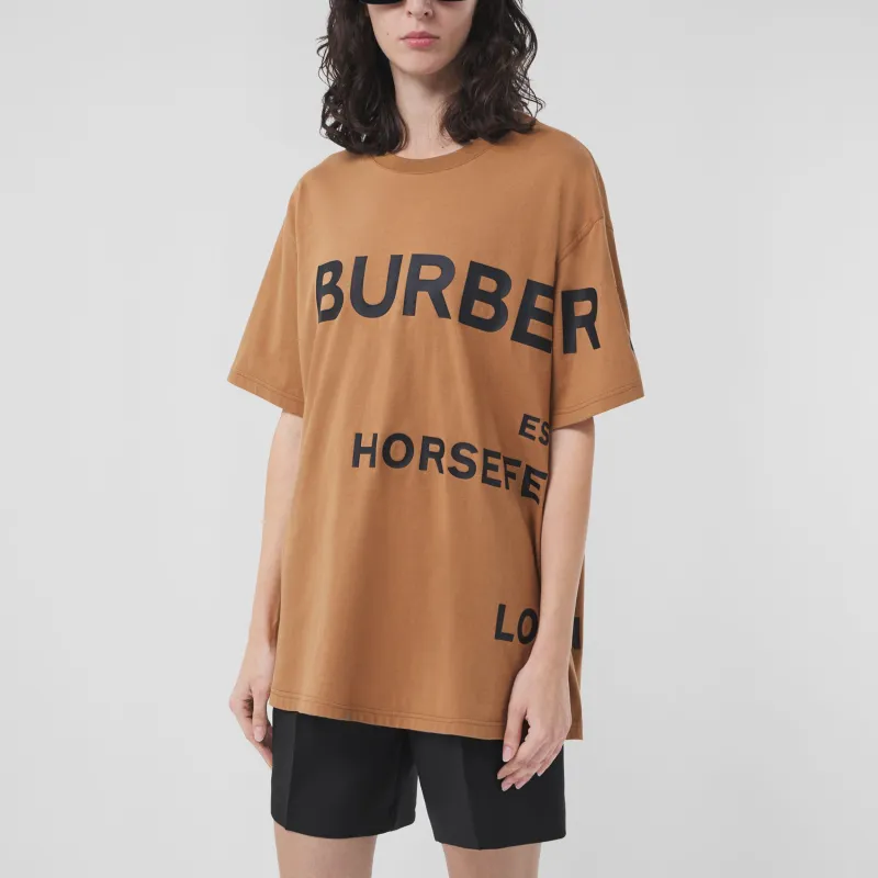 Burberry Drop Shoulder Sleeve T Shirt Women's Camel-2