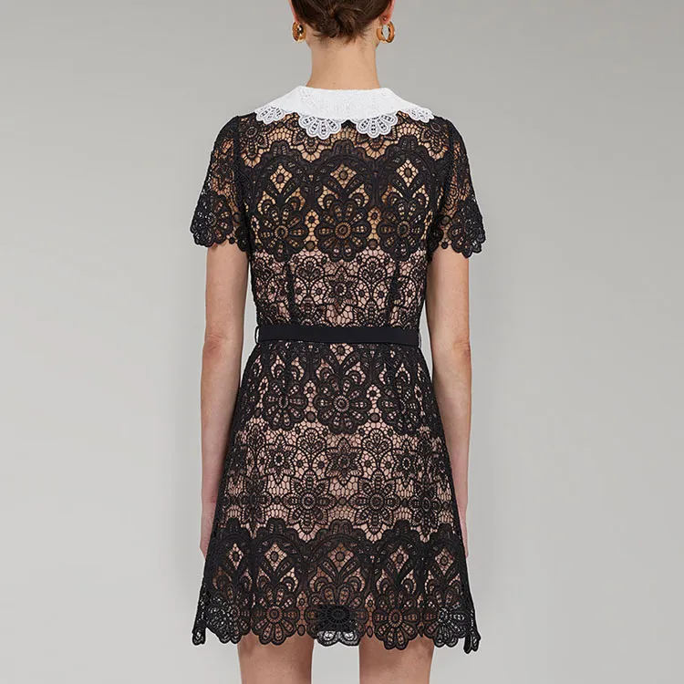 Self portrait Short Sleeved Dress Women's Black-3