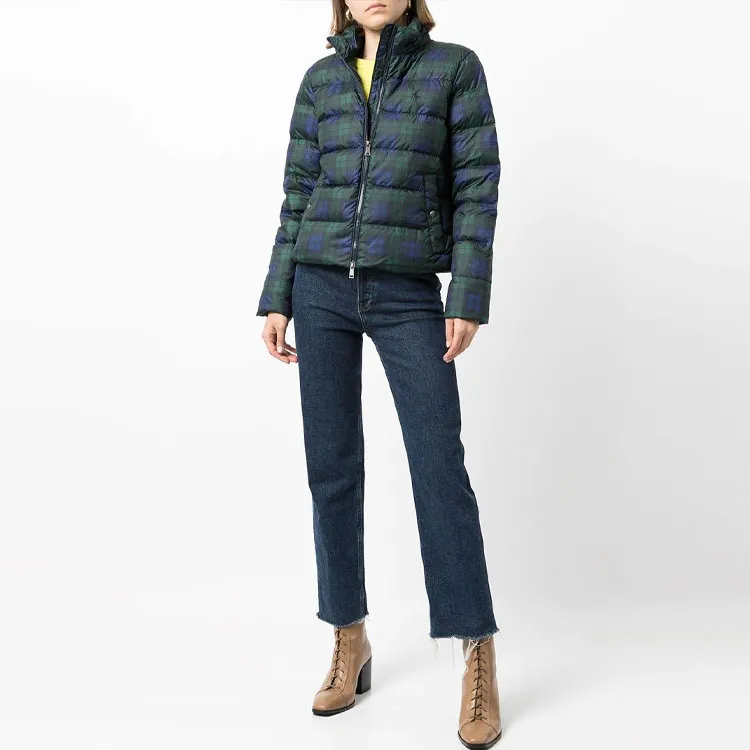 Polo Ralph Lauren Down Jacket Women's Blue Green Plaid-2