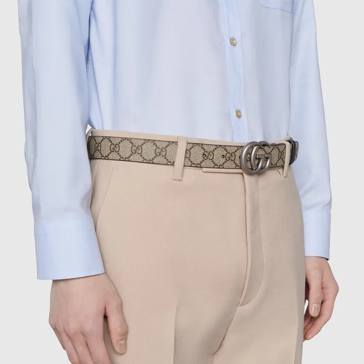 GUCCI Gg Marmont Reversible Thin Belt-2