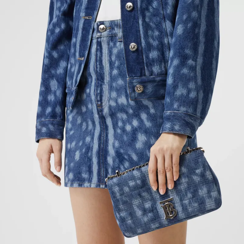 Burberry Lola Lola Bag Denim Crossbody Bag Shoulder Bag Women's Blue-5