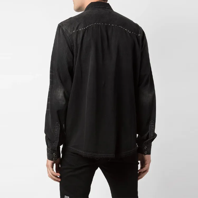 AMIRI Rough Studded Denim Button Down Shirt-2