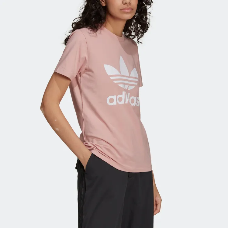 Adidas Originals ADICOLOR CLASSICS TREFOIL SS22 Set in Sleeve T Shirt Women's Pink-2