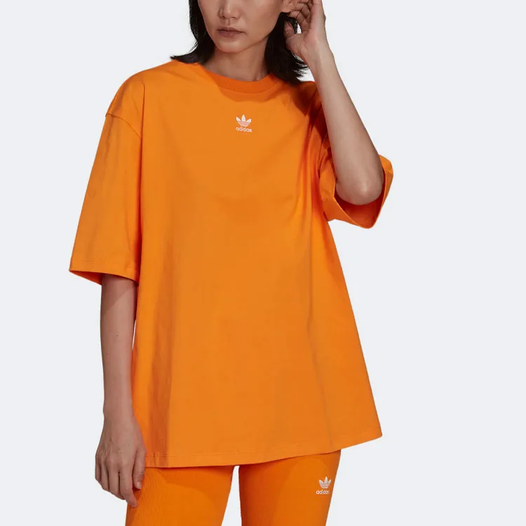 Adidas Originals Drop Shoulder Sleeve T Shirt Women's Light Orange Yellow-1