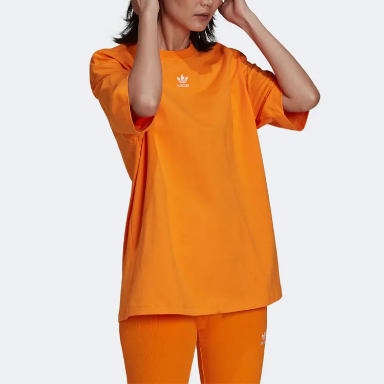 Adidas Originals Drop Shoulder Sleeve T Shirt Women's Light Orange Yellow-2