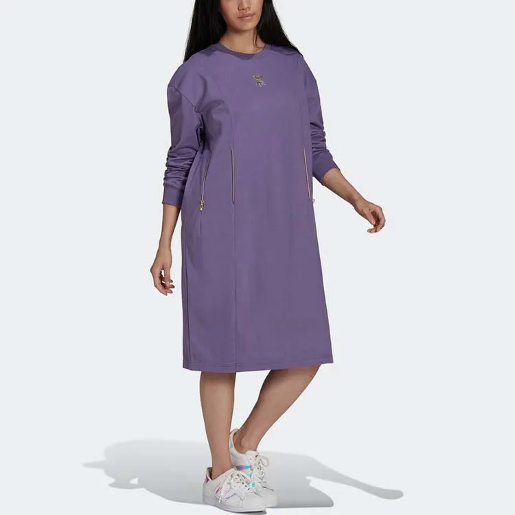 Adidas Originals Long Sleeved Dresses Women's Purple-4