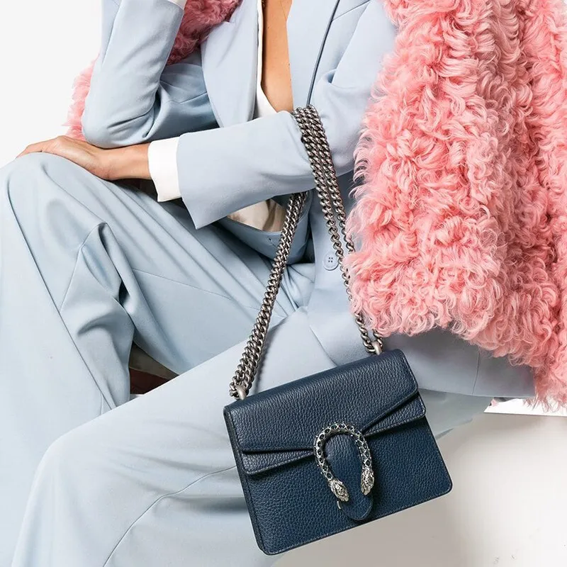 GUCCI Dionysus Leather Chain Bag Shoulder Bag Crossbody Bag Women's Dark Blue-5