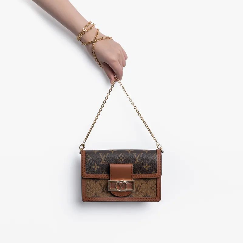 LOUIS VUITTON Dauphine Chain Wallet Monogram Reverse Brown-7