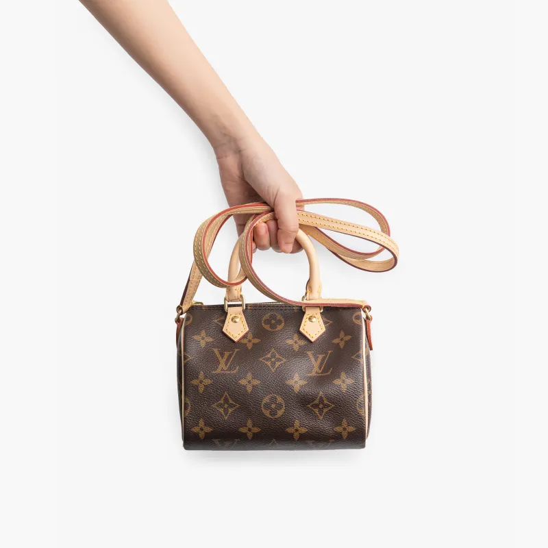 LOUIS VUITTON Speedy Bandouliere Monogram Nano Brown-8