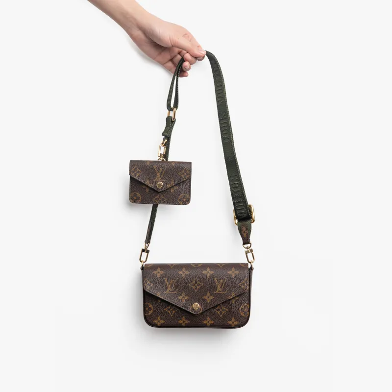 LOUIS VUITTON Félicie Strap & Go Monogram Khaki Green/Ebony-7