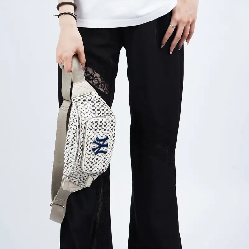 MLB Monogram Collection Polyester Crossbody Bags Fanny Pack Regular Unisex Ivory White-4