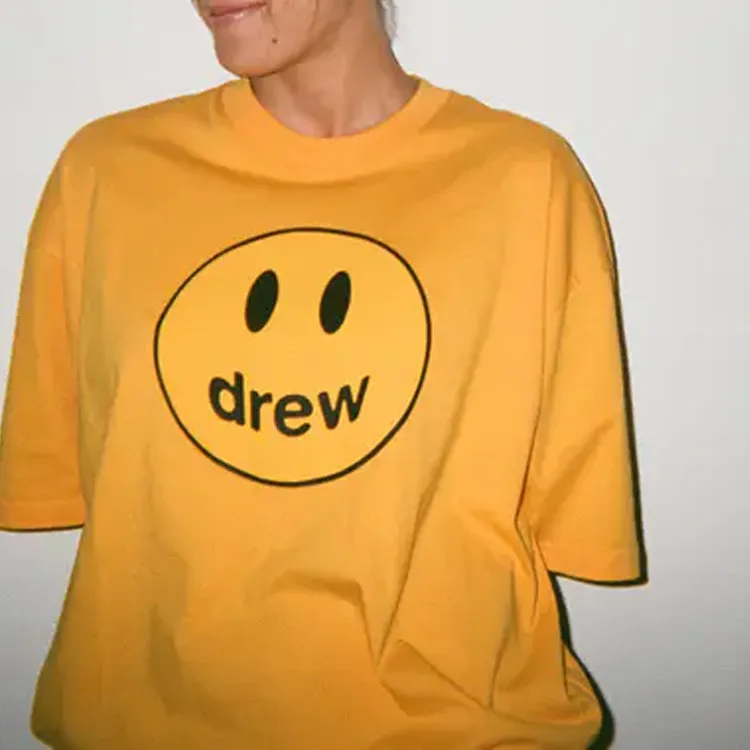 Drew House Smiley Collection T Shirts Unisex Yellow-2