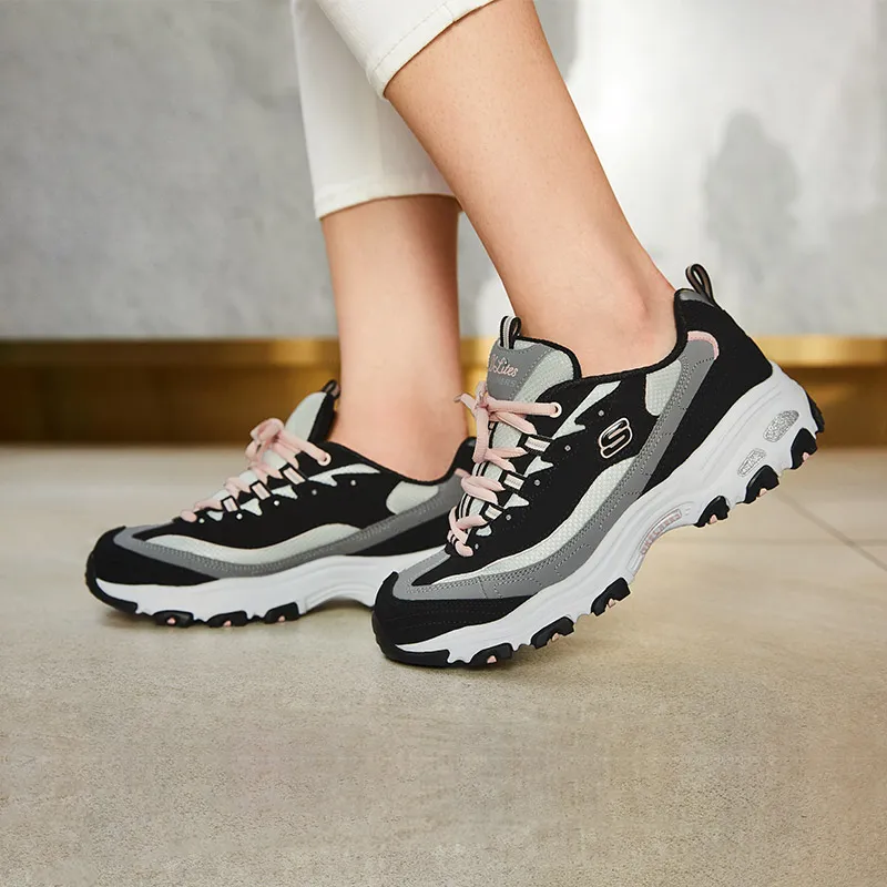 Skechers D'Lites 1.0 Chunky Sneakers Women's Low Top Black/Gray-6