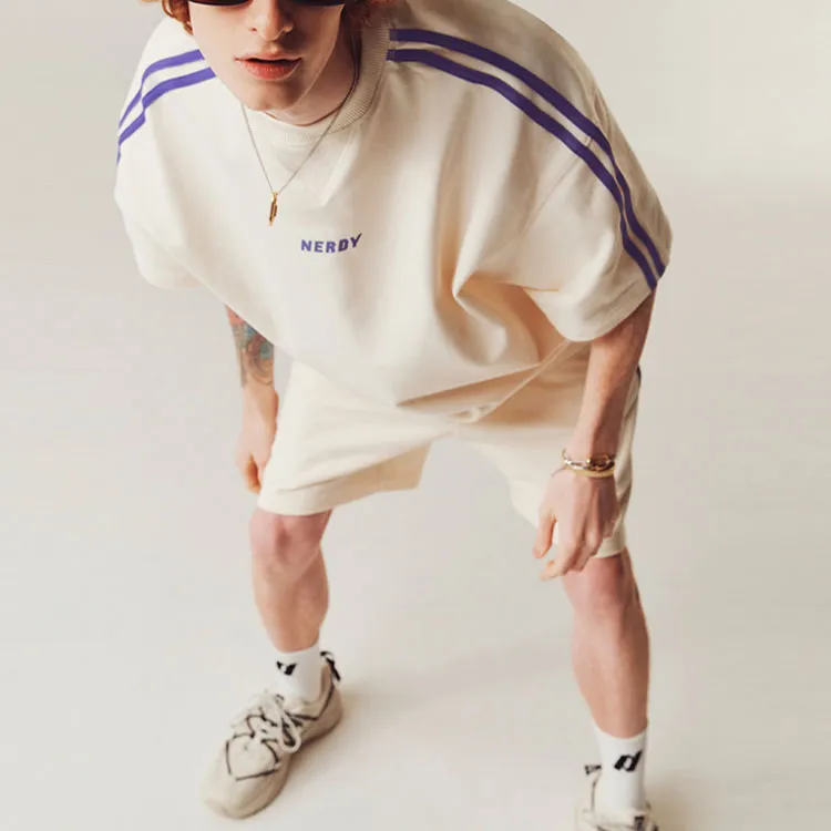 Nerdy Casual Shorts Unisex Cream-3