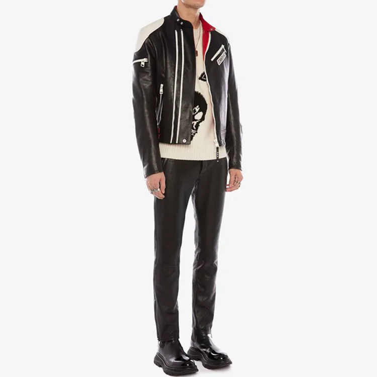 Alexander McQueen Mid Rise Leather Cropped Trousers-1