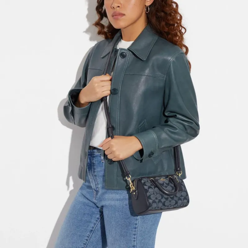 COACH Rowan Fabric Handbag, Shoulder Bag, Crossbody Bag Mini Women's Denim Blue-2
