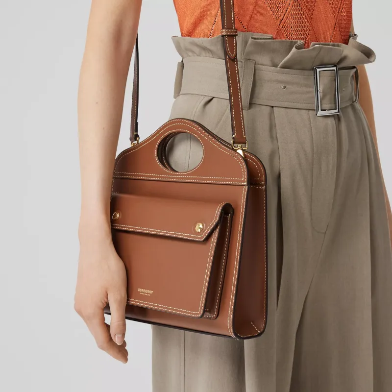 Burberry Leather Handbag Mini Women's Malt Brown-6