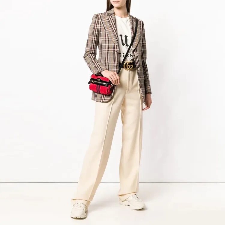 GUCCI High waisted Wide Leg Track Trousers-2