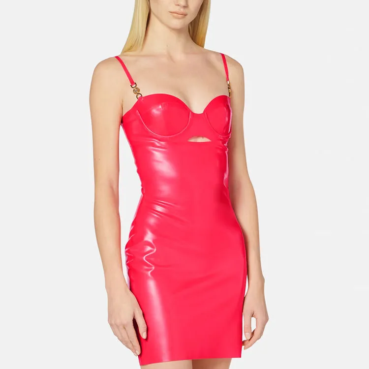 VERSACE Latex Dress 'Bright Magenta'-1