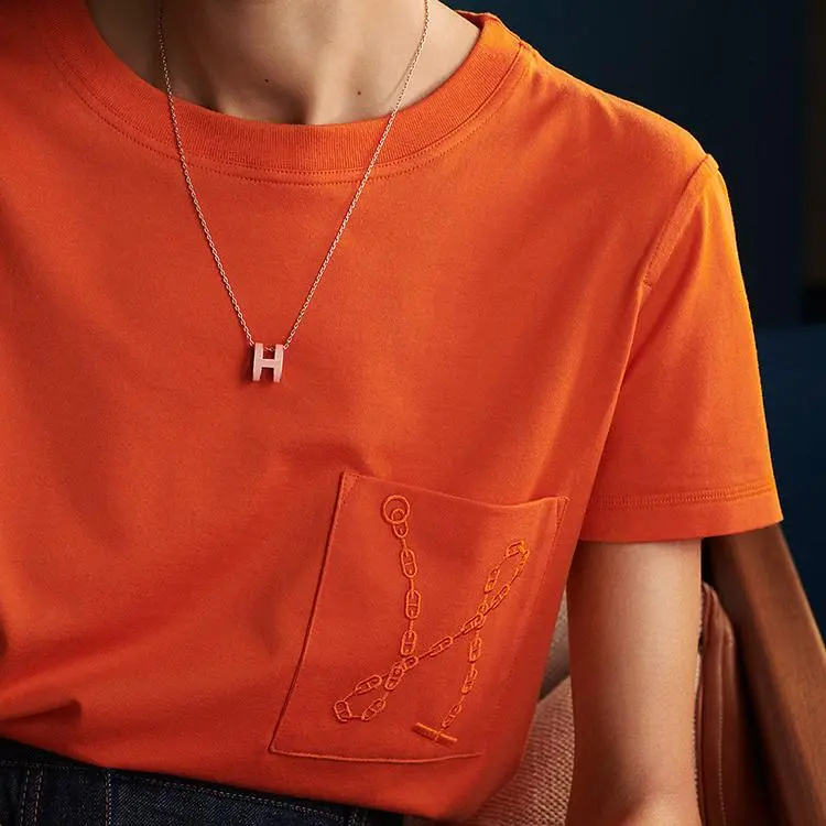 HERMES POP H Collection Titanium Steel Necklaces Women's Gold-4
