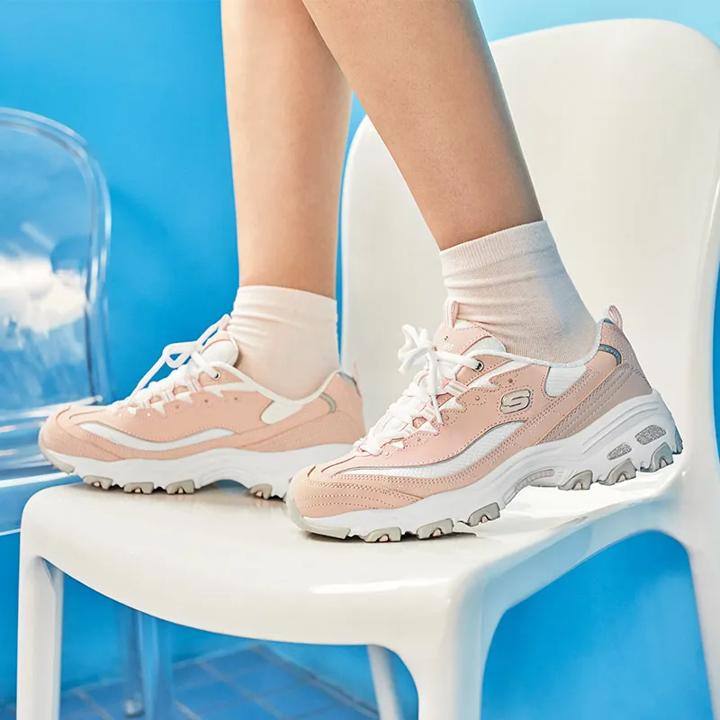 Skechers D'lites Fashion Sneakers Pink/White Women's-7