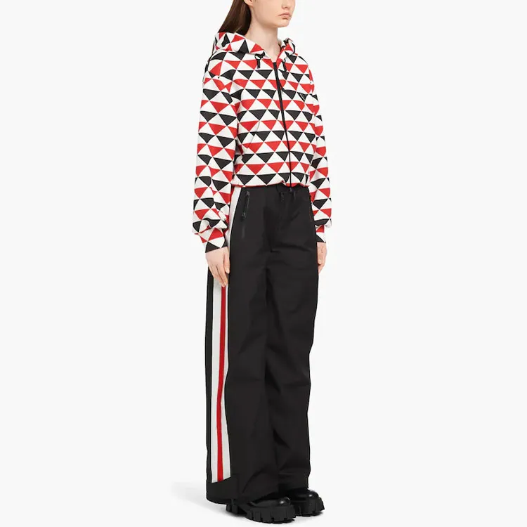 PRADA Diamond Print Triangle Logo Coat 'Navy/Red/White'-3