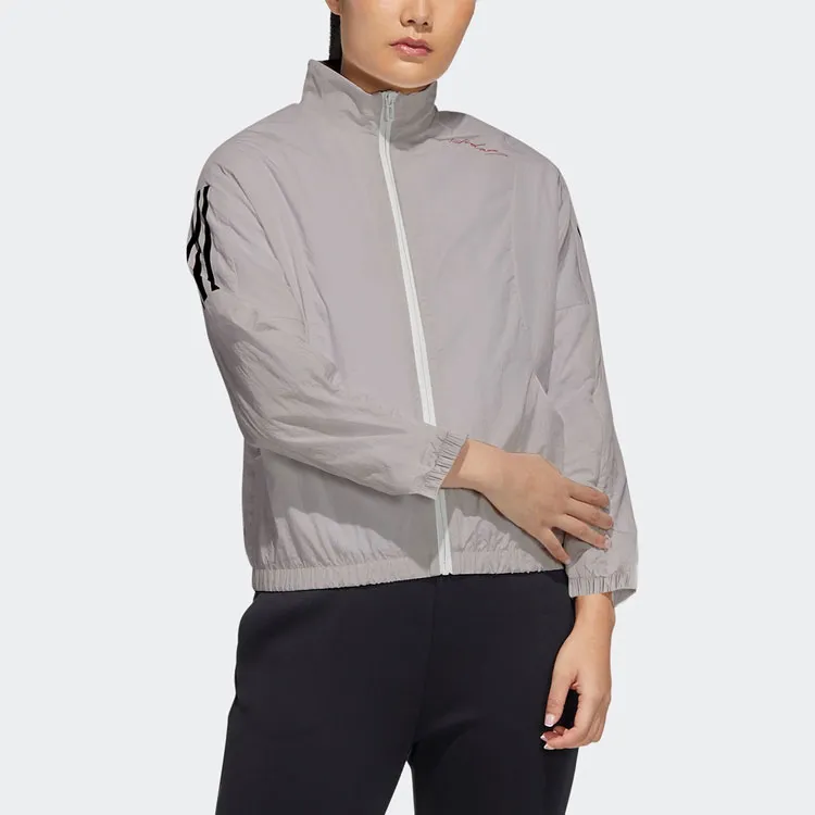 adidas Women'ss Side Stripe Casual Sport Jacket Gray-2