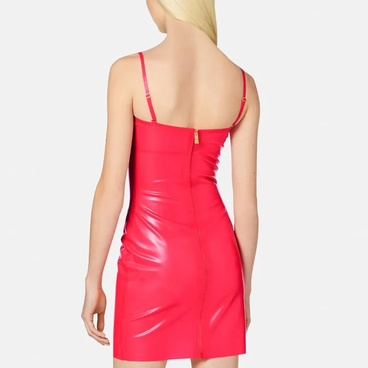 VERSACE Latex Dress 'Bright Magenta'-3
