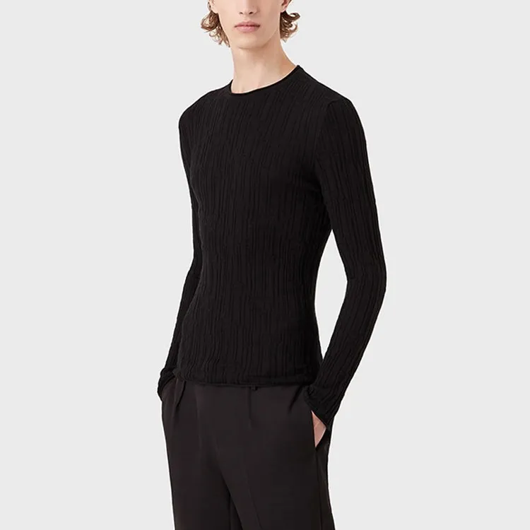 EMPORIO ARMANI SS22 Slim Fit Knitwear Men's Black-3