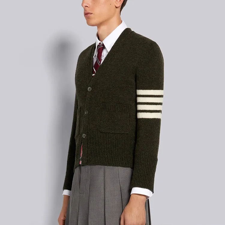 THOM BROWNE 4 Bar Knitted Cardigan-4