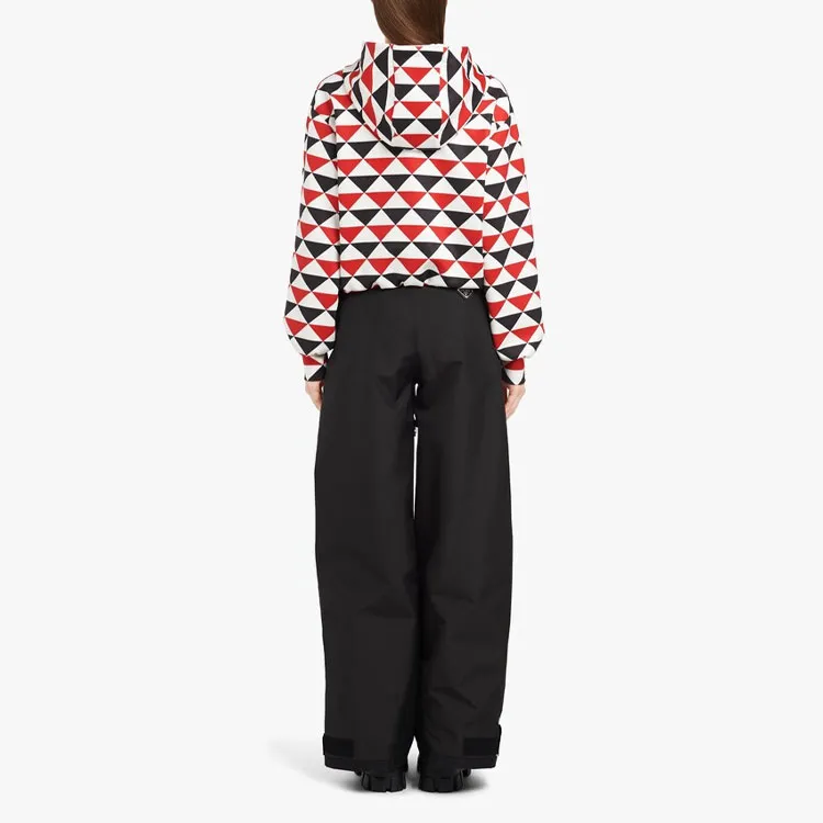 PRADA Diamond Print Triangle Logo Coat 'Navy/Red/White'-2
