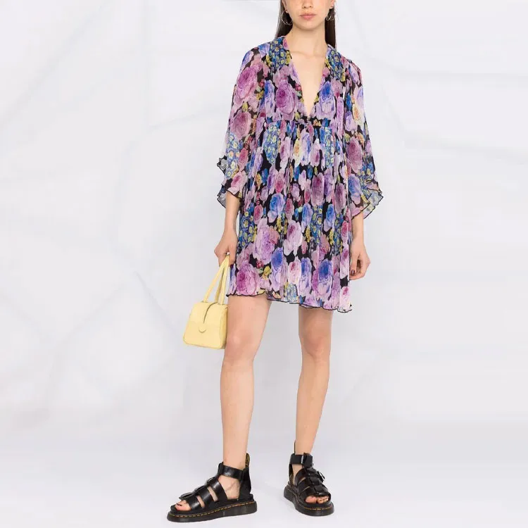 GANNI Long-Sleeved Dresses Women's Purple-1
